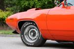 The wheels are 15x8 Rallye pieces and are shod with 255/60/15 Goodyears up front and 275/60/15 meats out back. The car has factory front disc brakes that were custom slotted by Gary and the rears use a Stainless Steel Brake Corporation setup.  &raquo; Click to zoom ->
