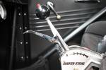 This Quarter-Stick is used to shift a FB Transmissions built Powerglide that is equipped with a 1.80 first gear.There is a 9-inch, 4,800-stall converter built by PTC in the mix as well.  &raquo; Click to zoom ->