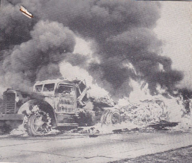 Burning butter truck