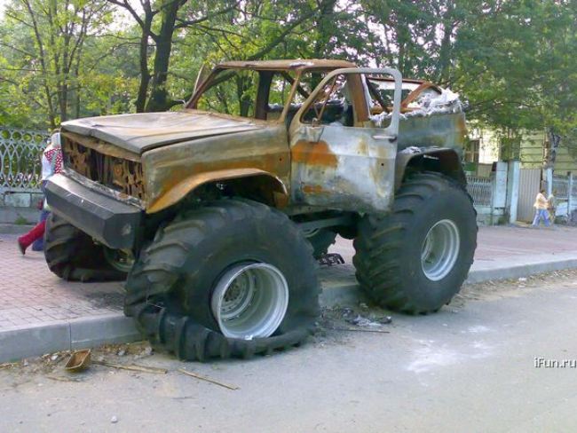 Burned out Russian Monster Truck