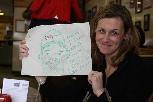 My wife with an artistic rendering of your narrator