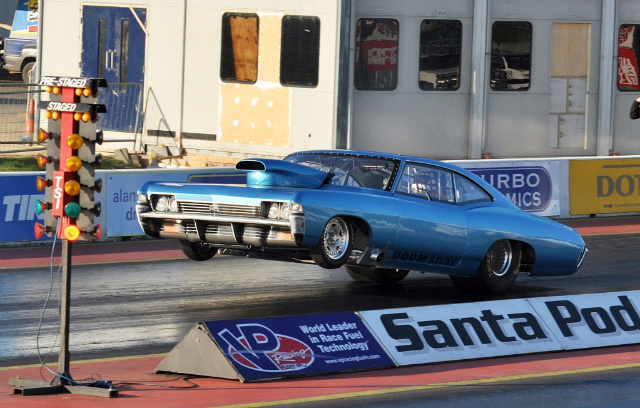 1968 Impala drag car launch