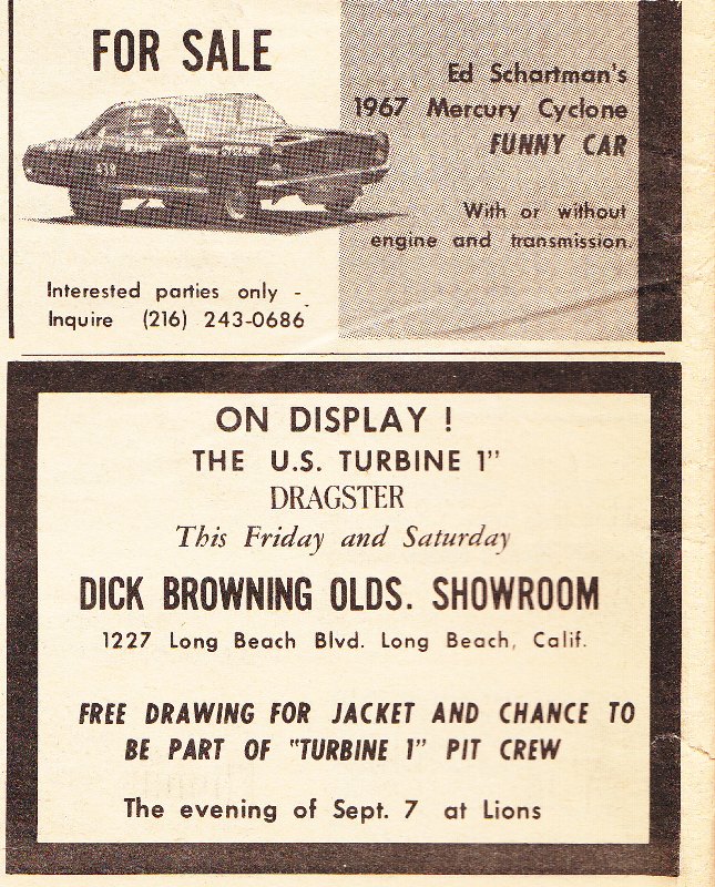 Vintage drag race and speed ads