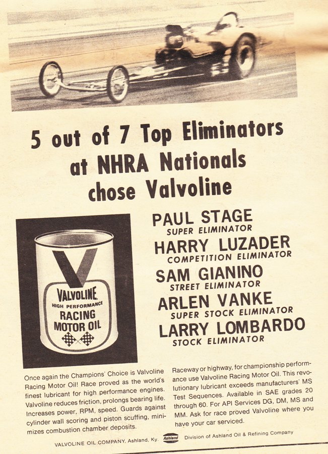 Vintage drag race and speed ads