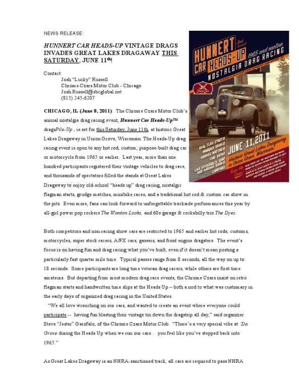 Hunnert Car Heads Up release