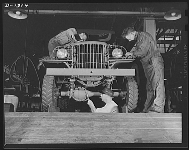 Workers building Dodge Army Trucks Workers building Dodge Army Trucks